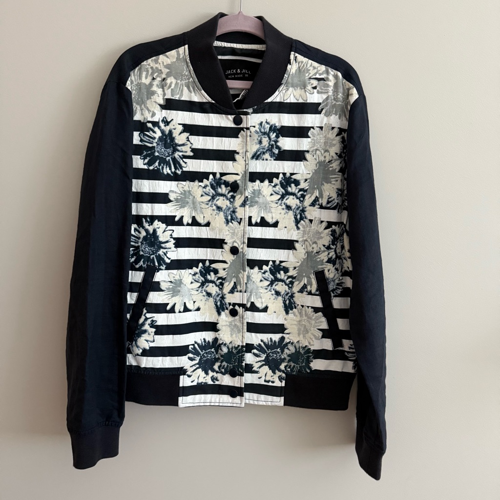 100% Linen Floral Bomber Jacket